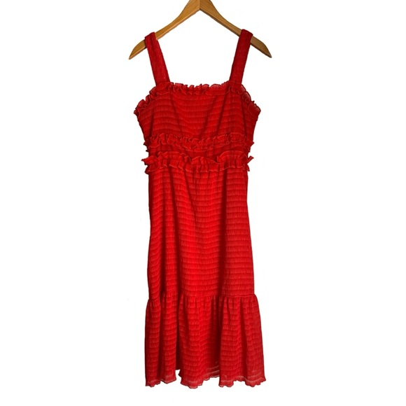 Gianni Bini Snyder red ruffle striped midi dress - Picture 3 of 6